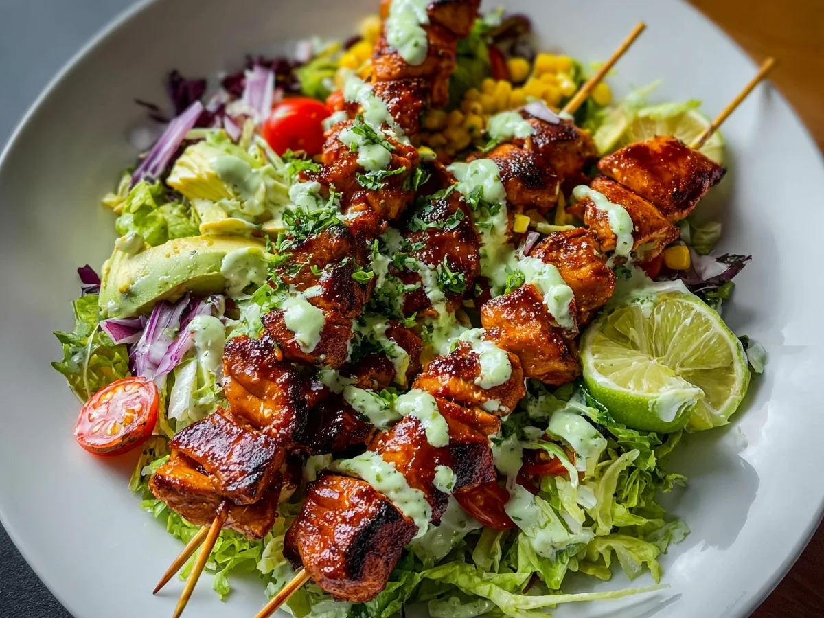 BBQ Chicken Skewer Salad with Creamy Avocado Dressing - Image 2