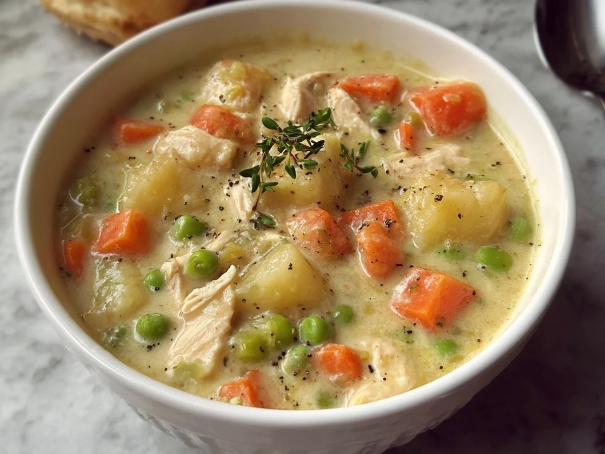 Creamy Chicken Pot Pie Soup: Protein Packed & Healthy - Image 1