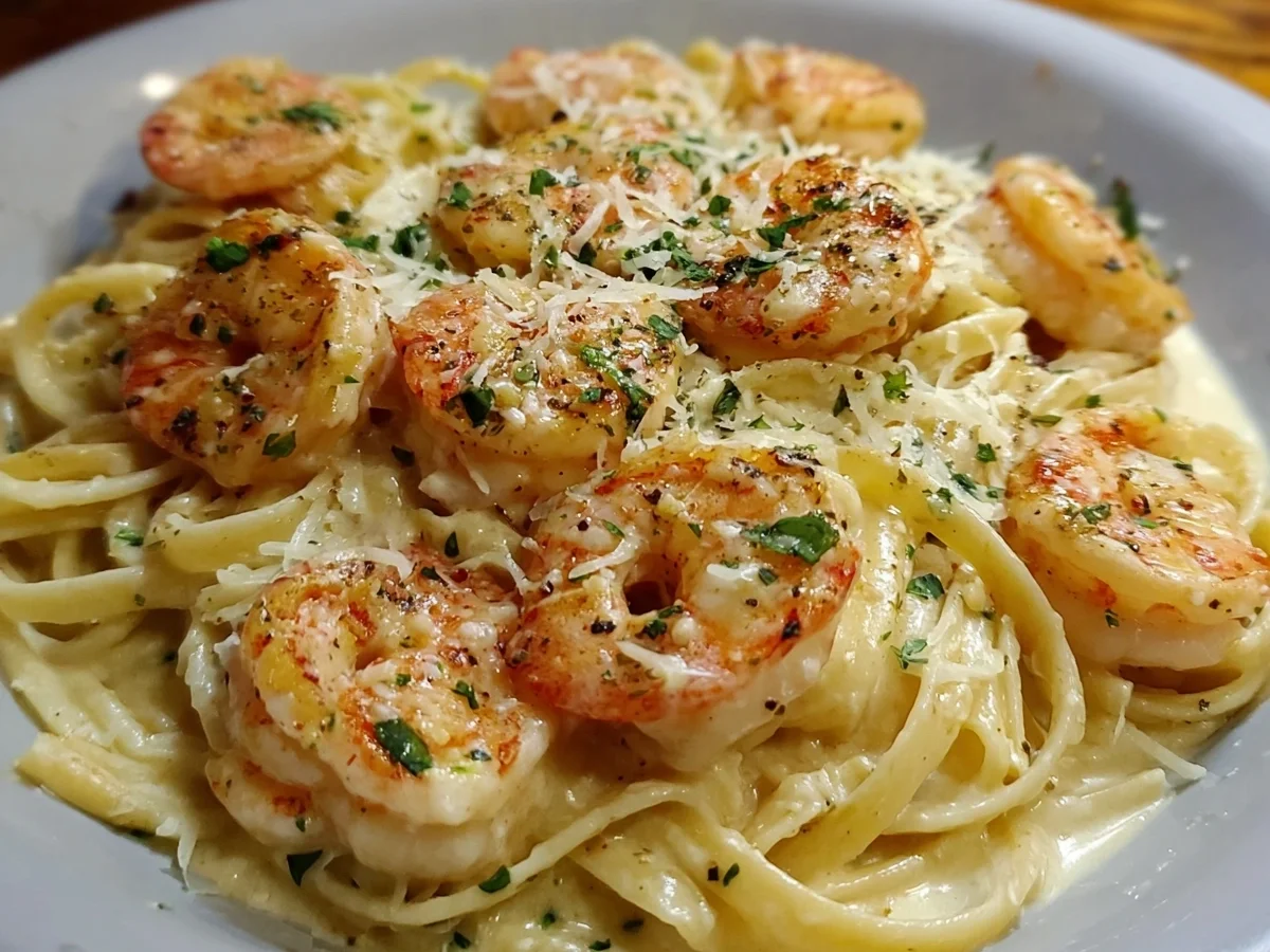Creamy Garlic Shrimp Pasta: Quick & Protein-Packed Dinner - Image 1