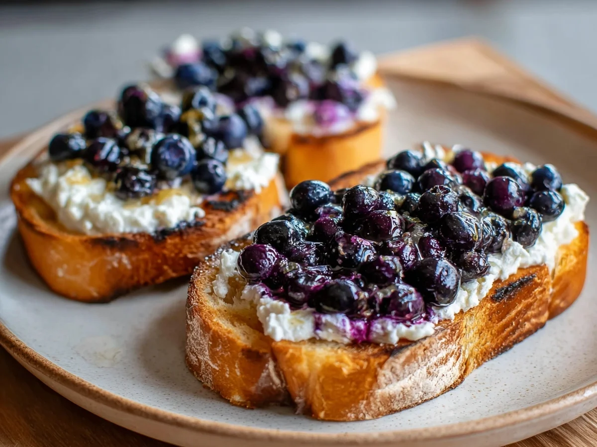 Crispy Air Fryer Blueberry Cottage Cheese Toast - Image 1