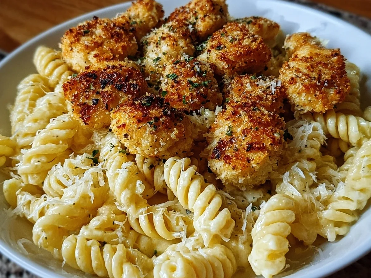 Crispy Garlic Parmesan Chicken Bites & Creamy Rotini - Image 1