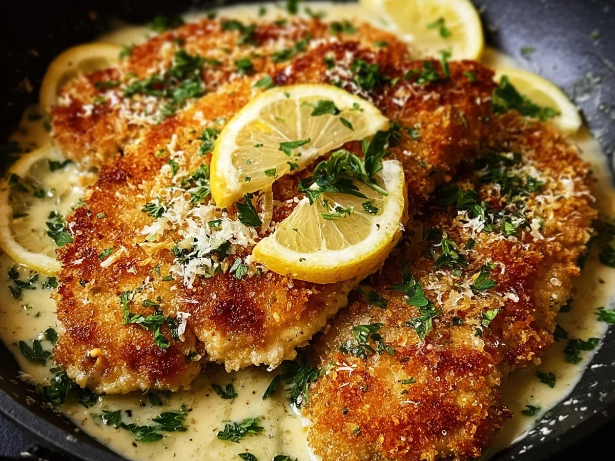 Crispy Lemon Pecorino Crusted Chicken with Creamy Sauce - Image 1