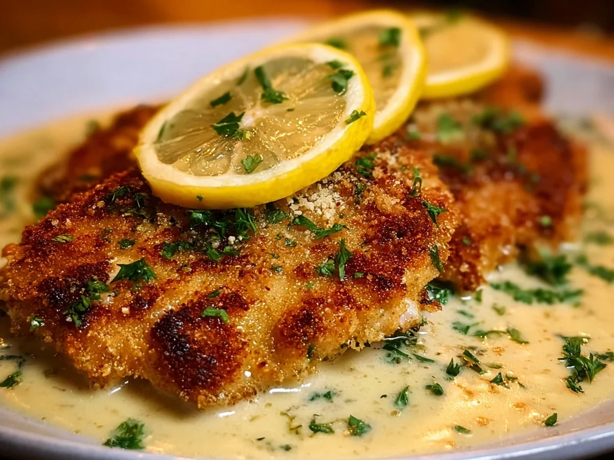 Crispy Lemon Pecorino Crusted Chicken with Creamy Sauce - Image 2