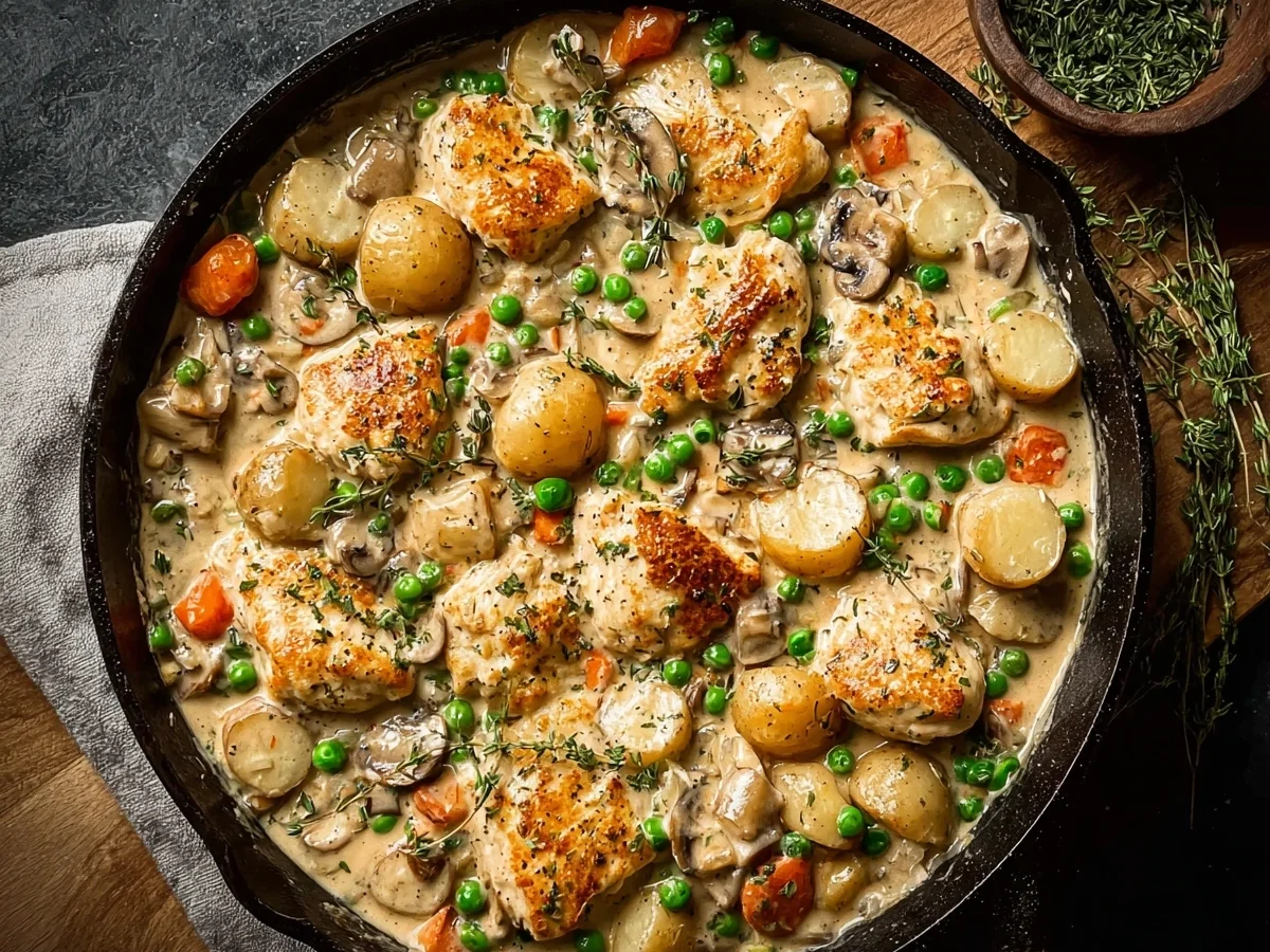 Crustless Chicken Pot Pie Skillet: High Protein Meal - Image 1