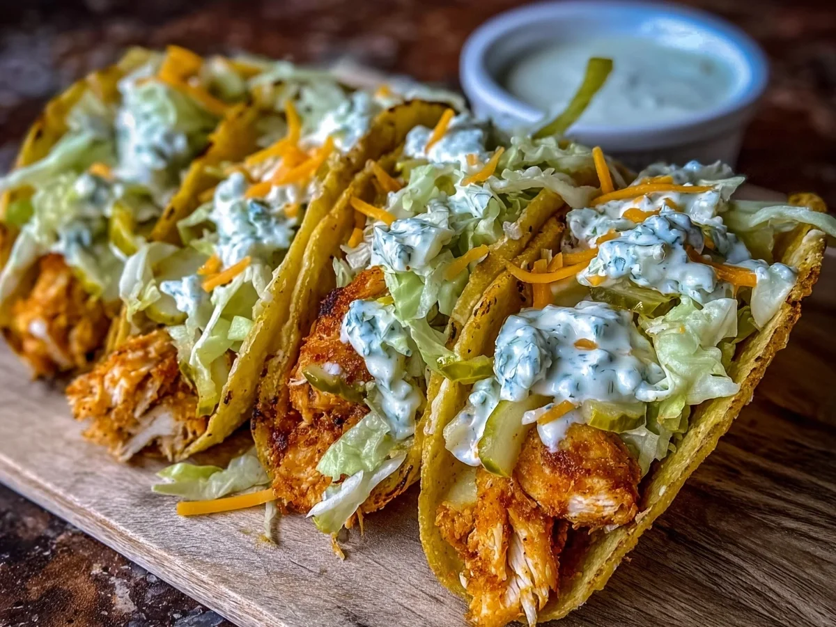 Dill Pickle Ranch Smash Chicken Tacos with Crispy Cheese - Image 1