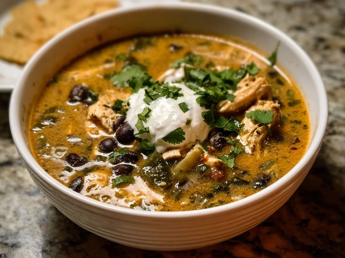 Easy Creamy Chicken Poblano Black Bean Soup - Image 1