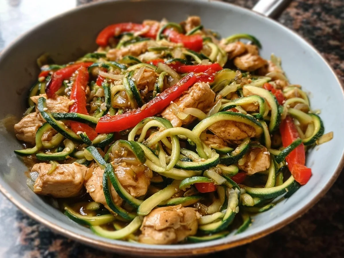 Garlic Chicken Zucchini Noodles Stir Fry - Image 1