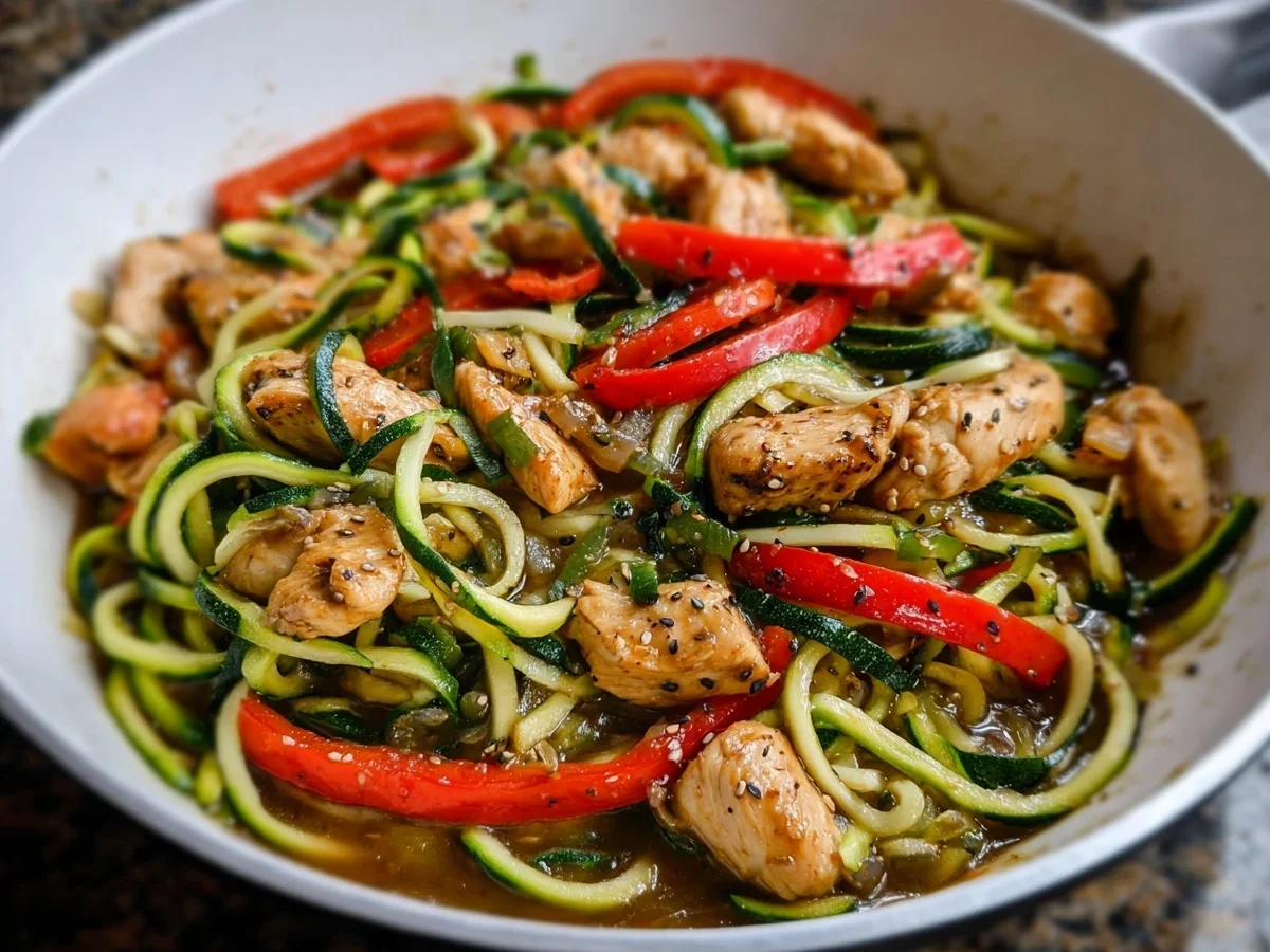 Garlic Chicken Zucchini Noodles Stir Fry - Image 2