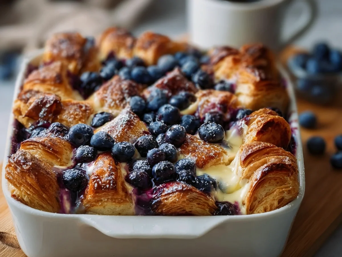 High Protein Blueberry Cream Cheese Croissant Casserole - Image 2
