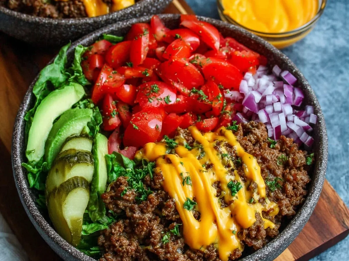 High Protein Cheeseburger Bowls - Low Carb Meal Prep - Image 1