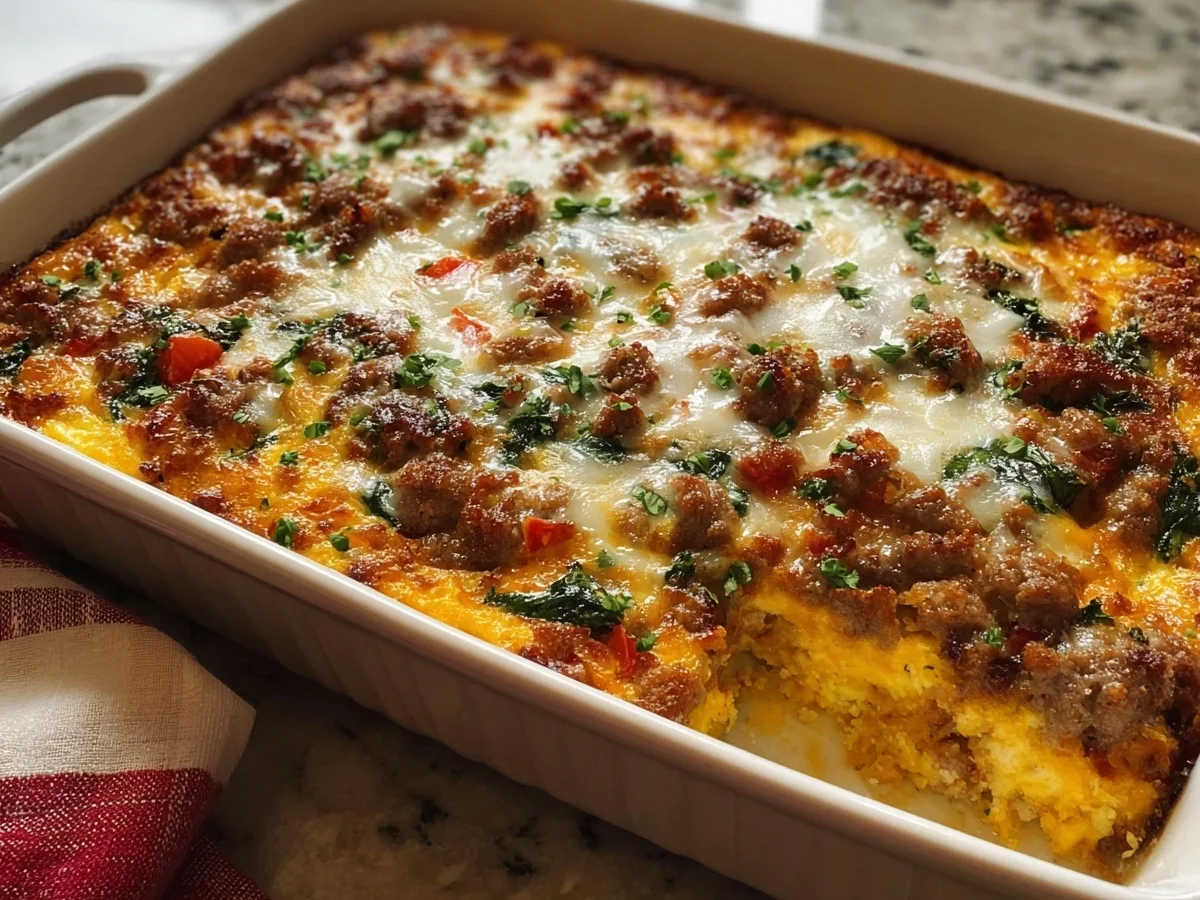 High Protein Cottage Cheese Turkey Sausage Casserole - Image 1