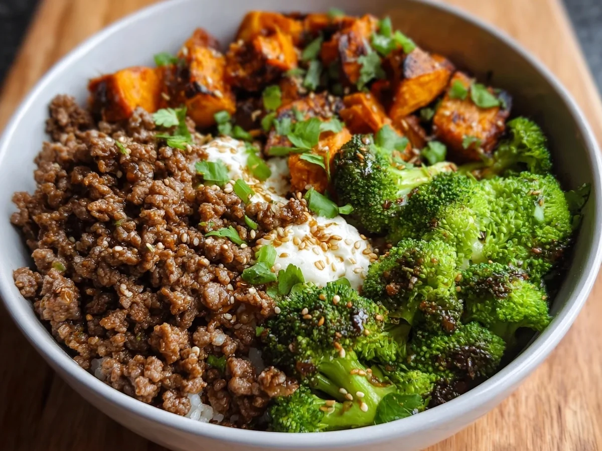 High Protein Ground Beef Hot Honey Bowl Meal Prep - Image 1