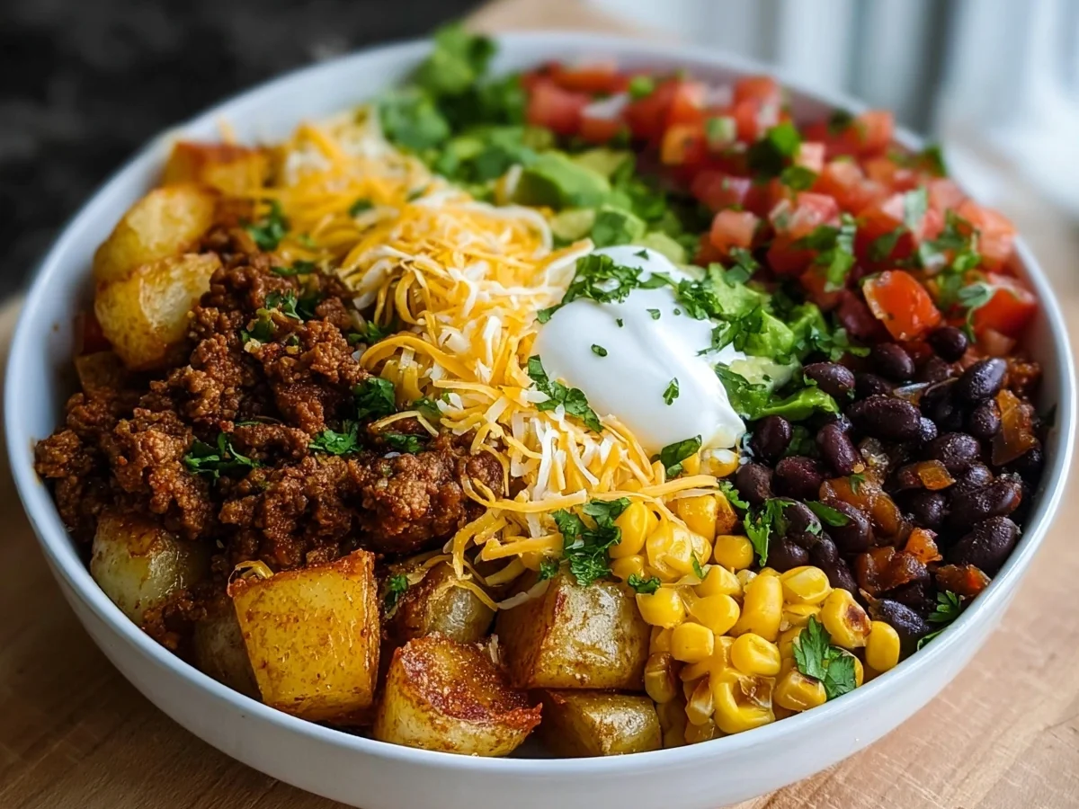 High Protein Loaded Potato Taco Bowl for Lunch - Image 1