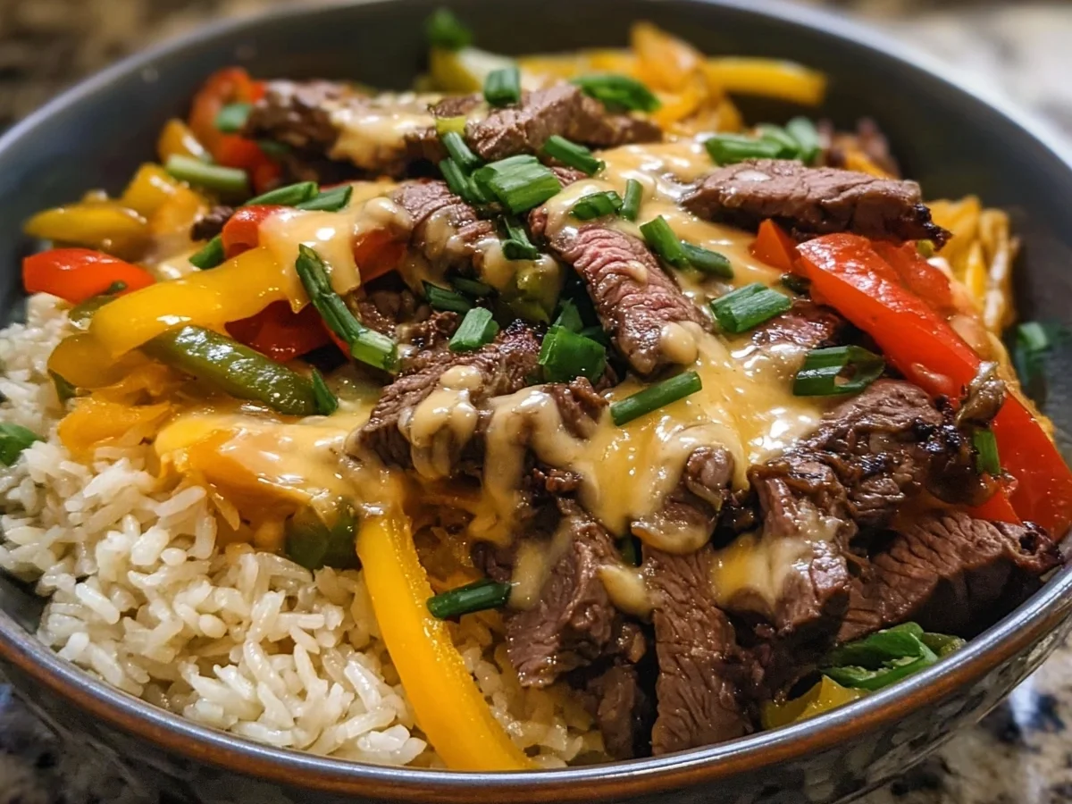 High Protein Philly Cheesesteak Rice Bowls - Image 1