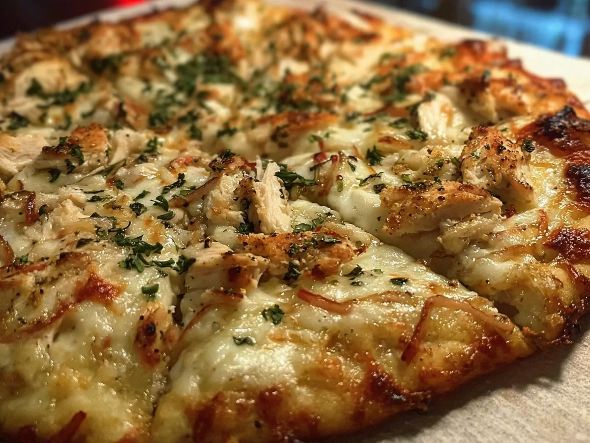 High-Protein Roasted Garlic White Chicken Pizza - Image 1