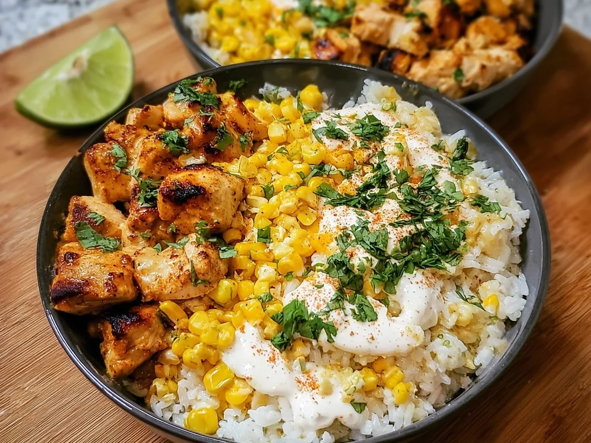 High-Protein Street Corn Chicken Rice Bowl Meal Prep - Image 1