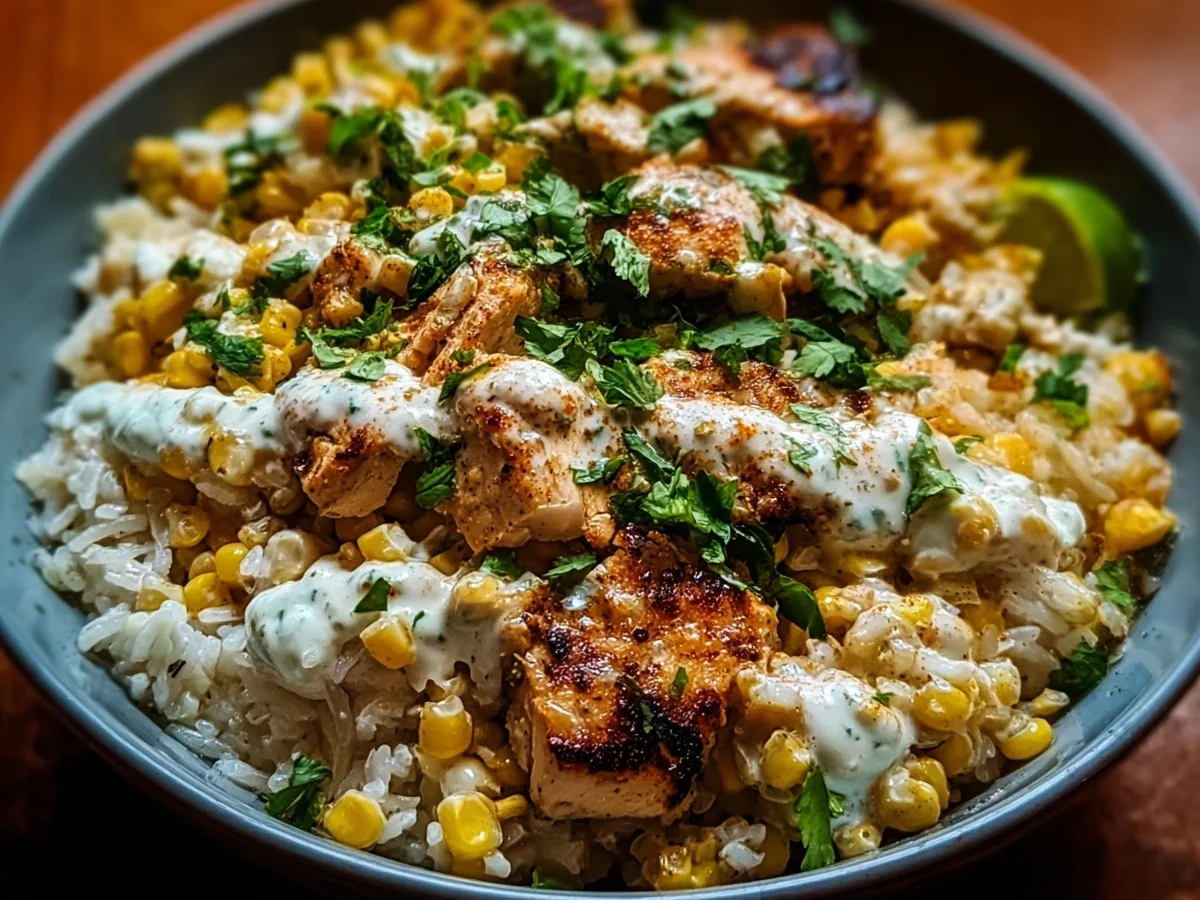 High Protein Street Corn Chicken Rice Bowl with Elote Flavors - Image 2