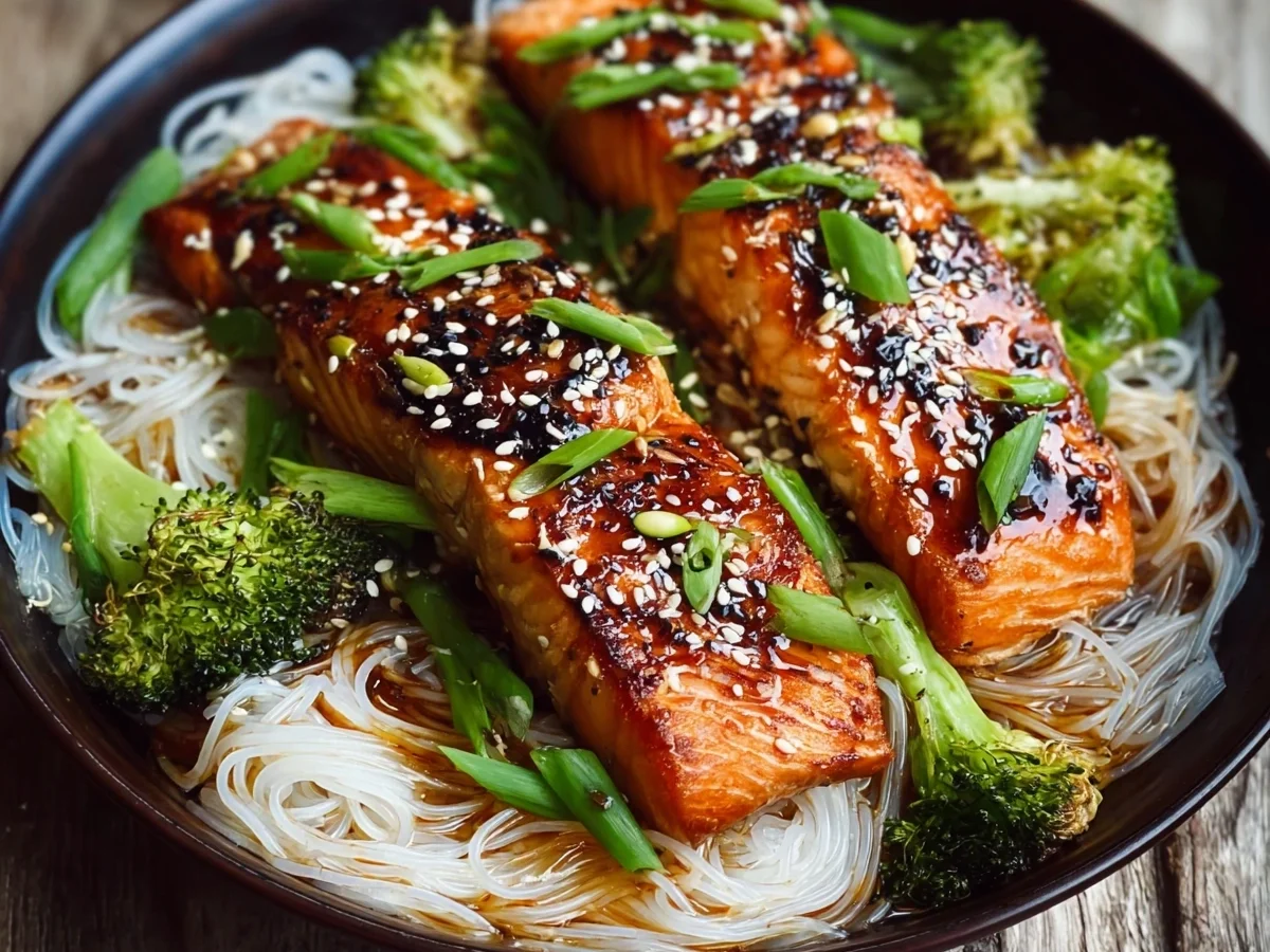 High Protein Teriyaki Salmon & Rice Noodles Recipe - Image 2