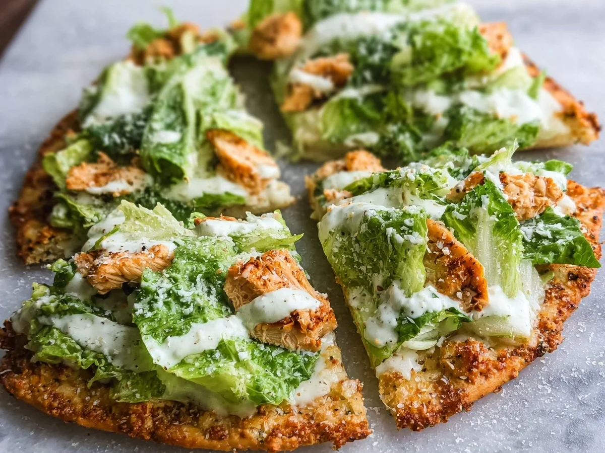 Keto Chicken Crust Caesar Salad Pizza | High-Protein - Image 1