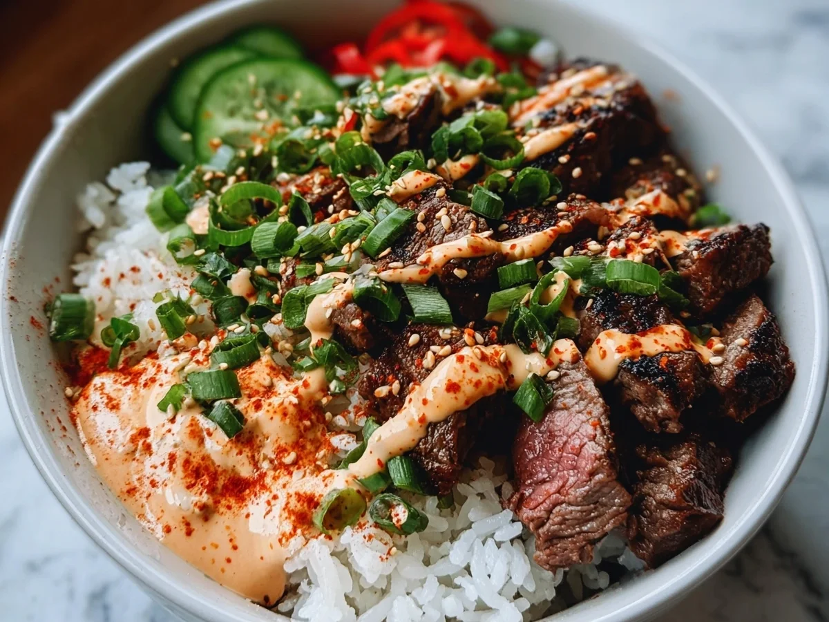 Korean BBQ Steak Rice Bowls with Spicy Cream Sauce - Image 2