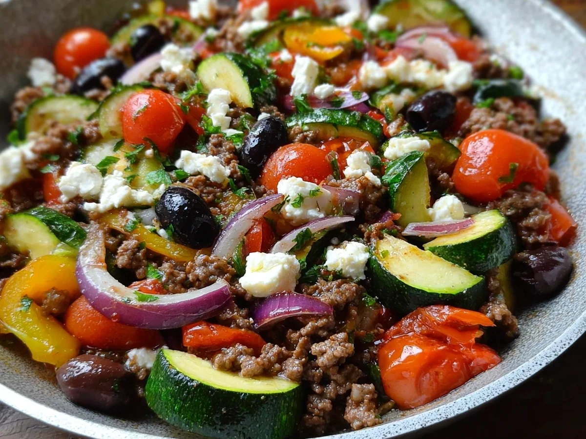 Mediterranean Ground Beef Stir Fry: Quick Low Carb Dinner - Image 1