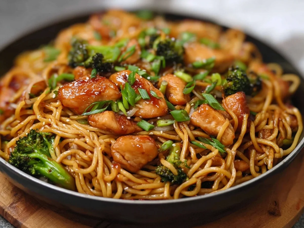 Sticky Garlic Chicken Noodles: Quick High Protein Dinner - Image 1