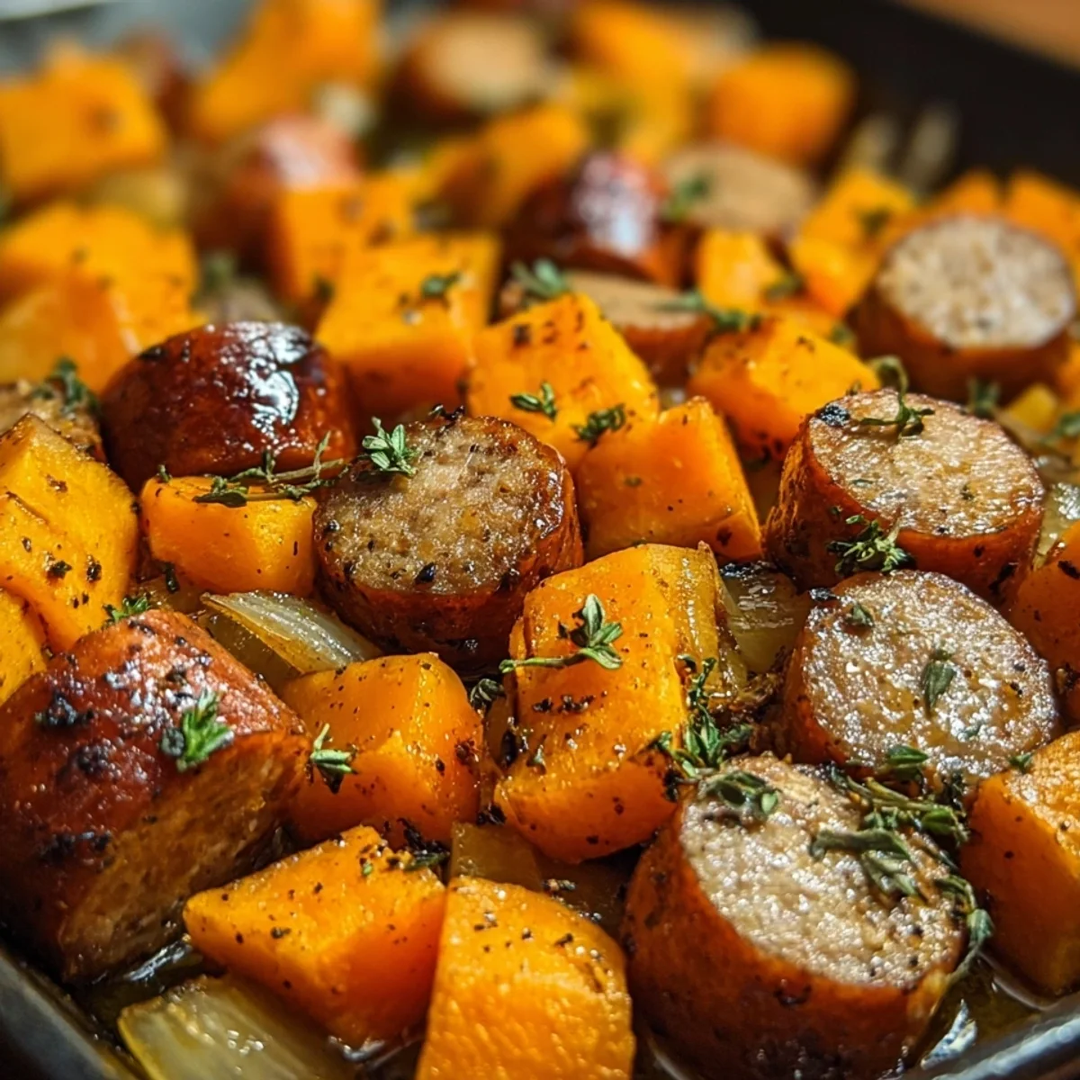30-Min Turkey Sausage & Sweet Potatoes with Honey Garlic