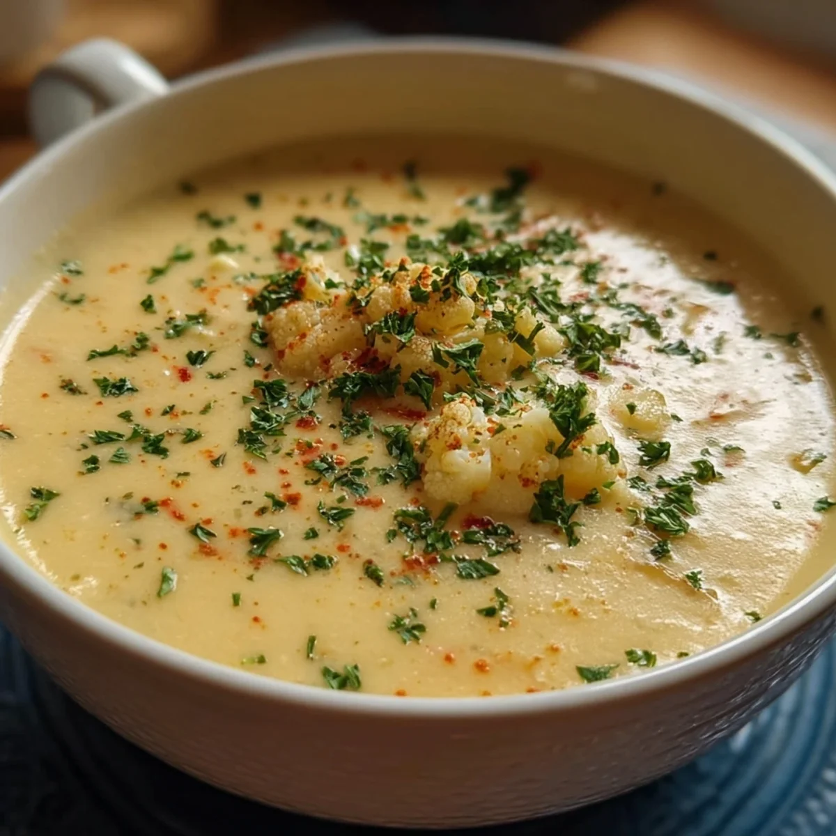 Creamy Cheddar Cauliflower Soup