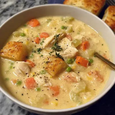 Creamy Chicken Pot Pie Soup: Protein Packed & Healthy