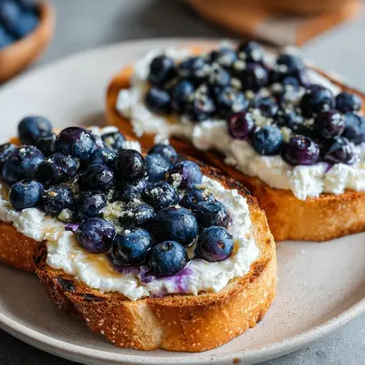 Crispy Air Fryer Blueberry Cottage Cheese Toast