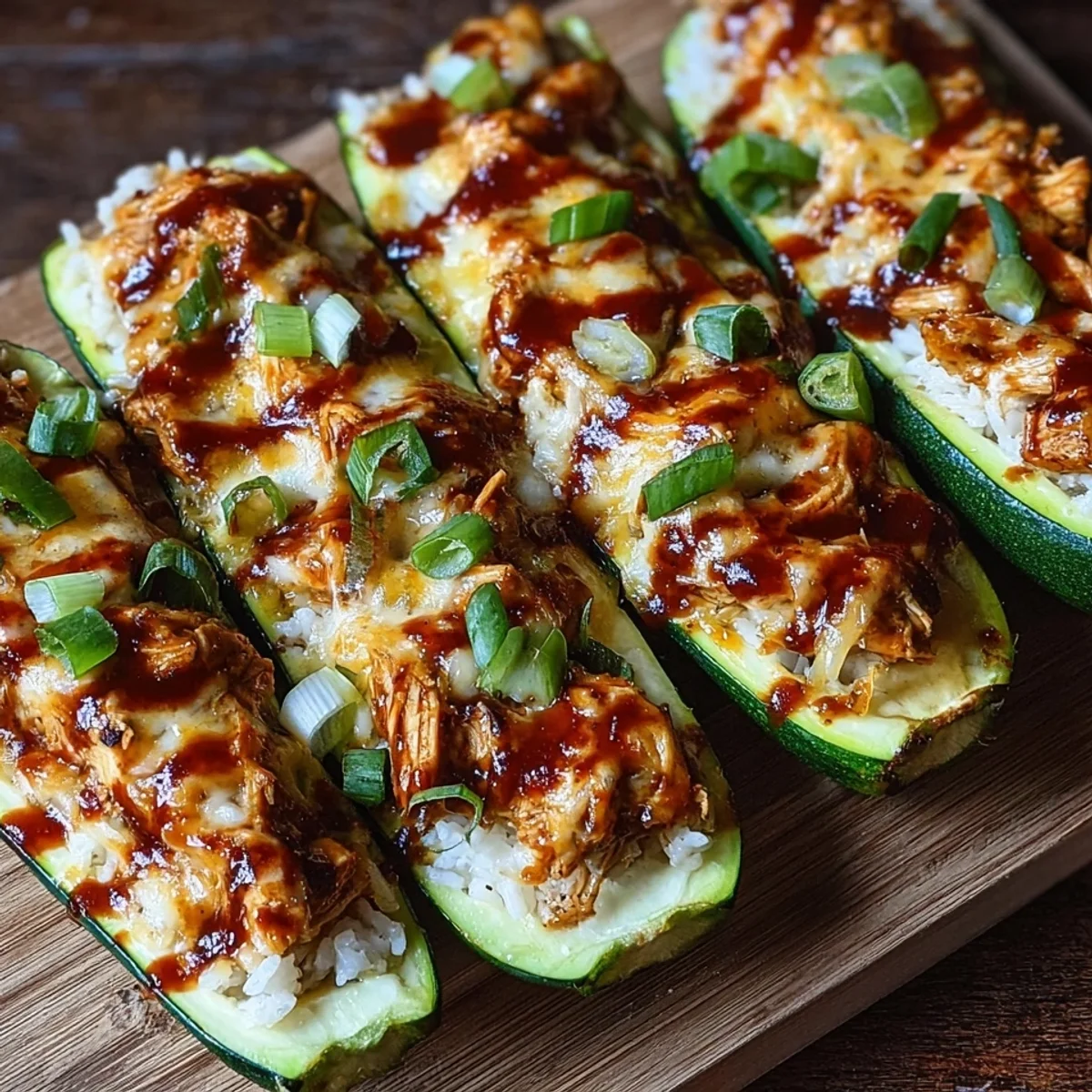 Crispy Sticky BBQ Chicken Zucchini Boats Recipe