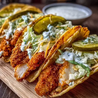 Dill Pickle Ranch Smash Chicken Tacos with Crispy Cheese