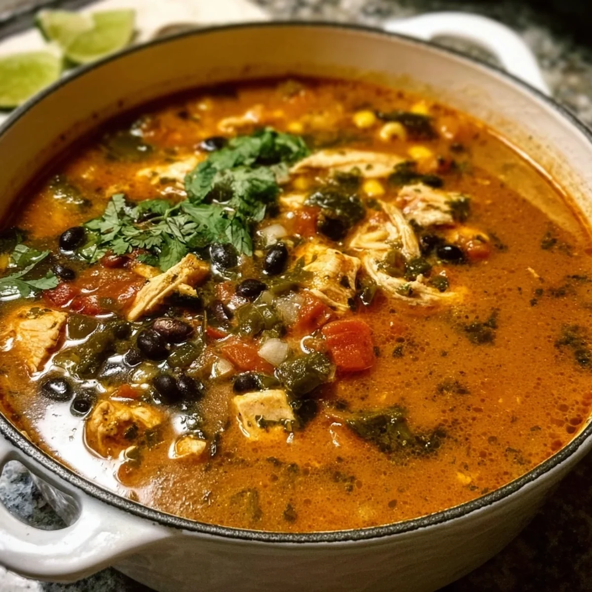 Easy Chicken Poblano Black Bean Soup Recipe