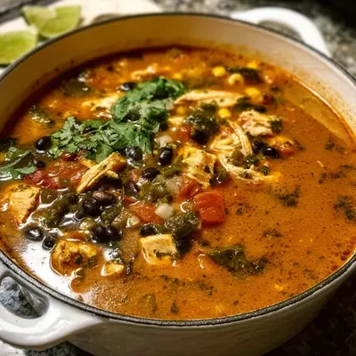 Easy Chicken Poblano Black Bean Soup Recipe