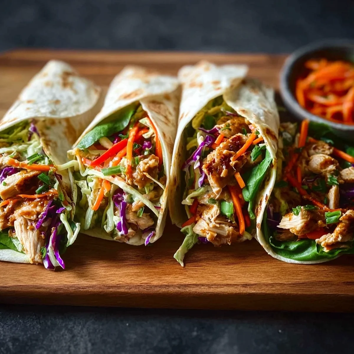 Easy Thai Chicken Wraps with Crunchy Asian Slaw