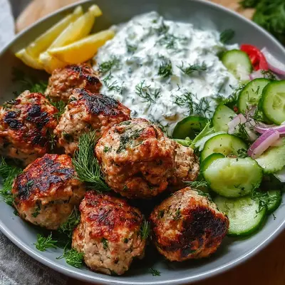 Greek Turkey Meatballs with Tzatziki for Meal Prep