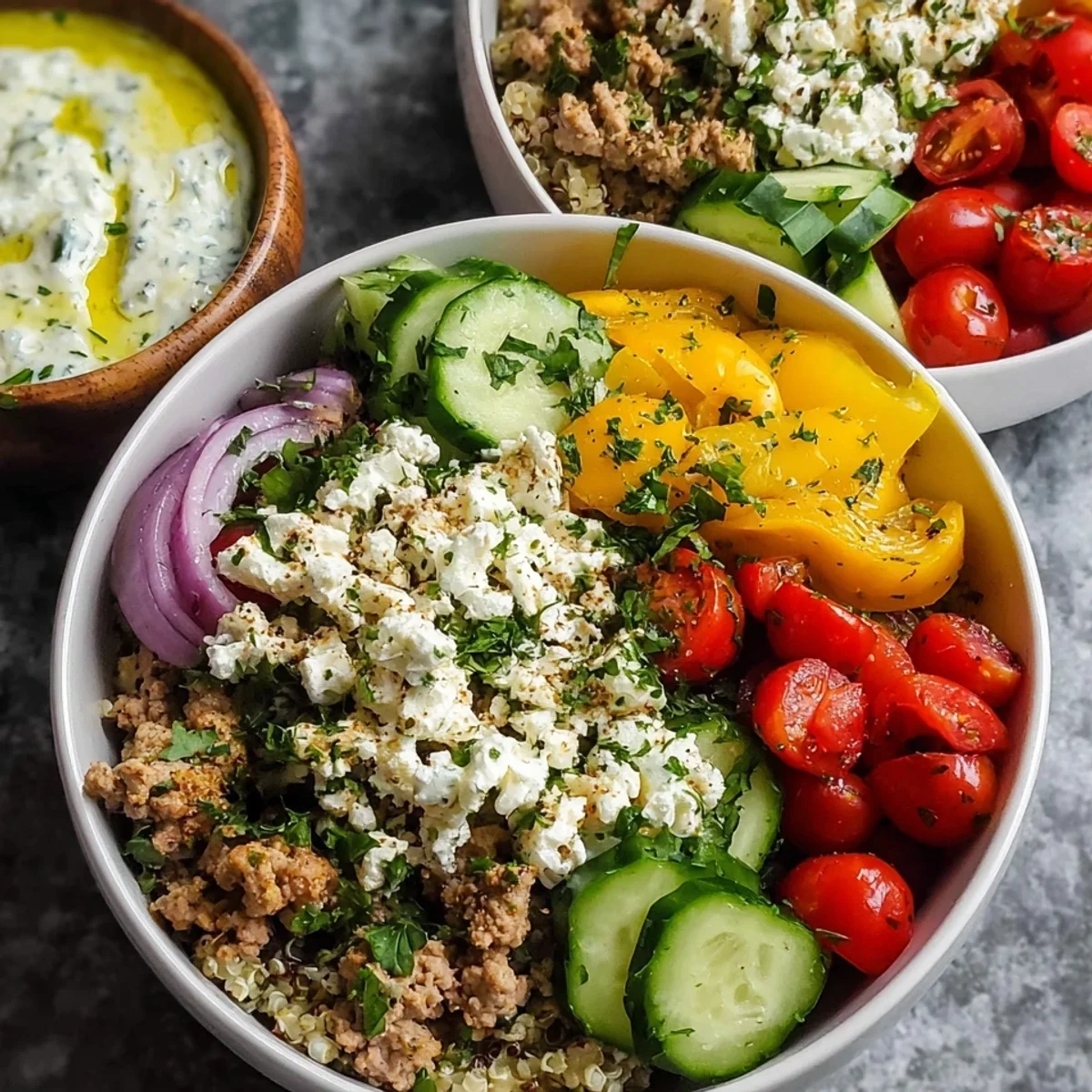 Healthy Mediterranean Ground Turkey Bowls for Meal Prep