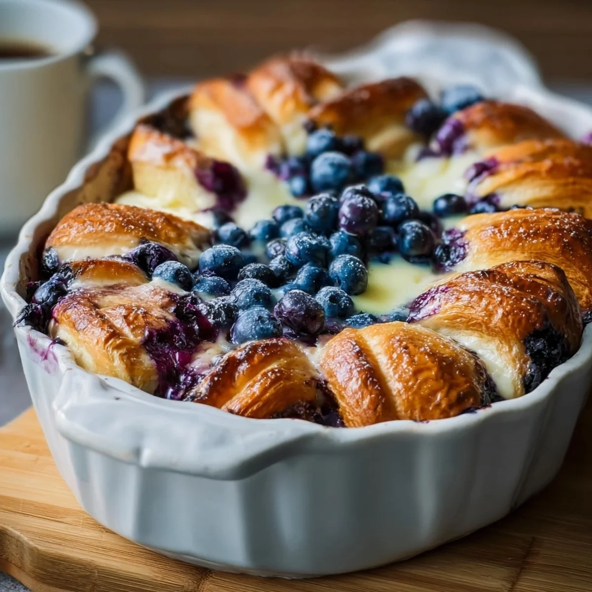 High Protein Blueberry Cream Cheese Croissant Casserole