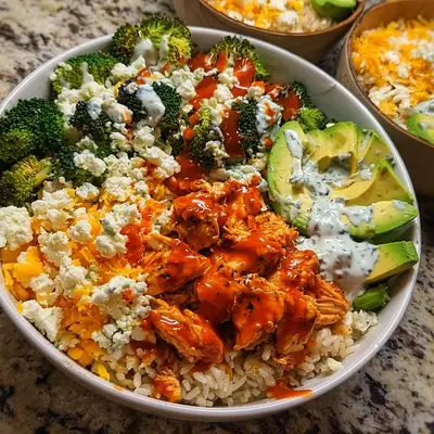 High Protein Buffalo Chicken Bowls | Meal Prep