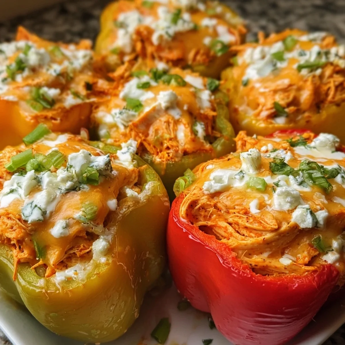 High Protein Buffalo Chicken Stuffed Peppers