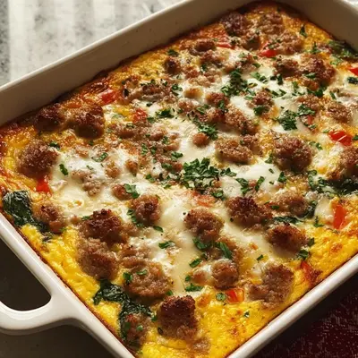 High Protein Cottage Cheese Turkey Sausage Casserole