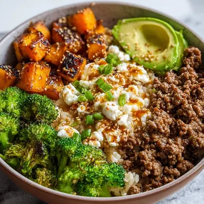 High Protein Ground Beef Hot Honey Bowl Meal Prep