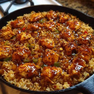High Protein Honey BBQ Chicken & Rice One-Pan Meal