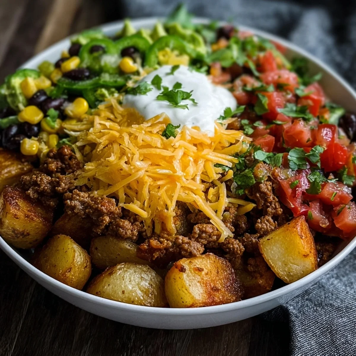 High Protein Loaded Potato Taco Bowl for Lunch