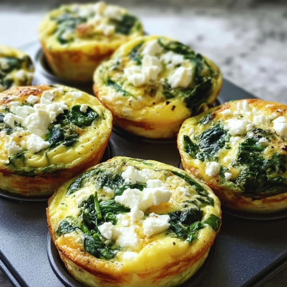High Protein Meal Prep Egg Muffins with Spinach & Feta