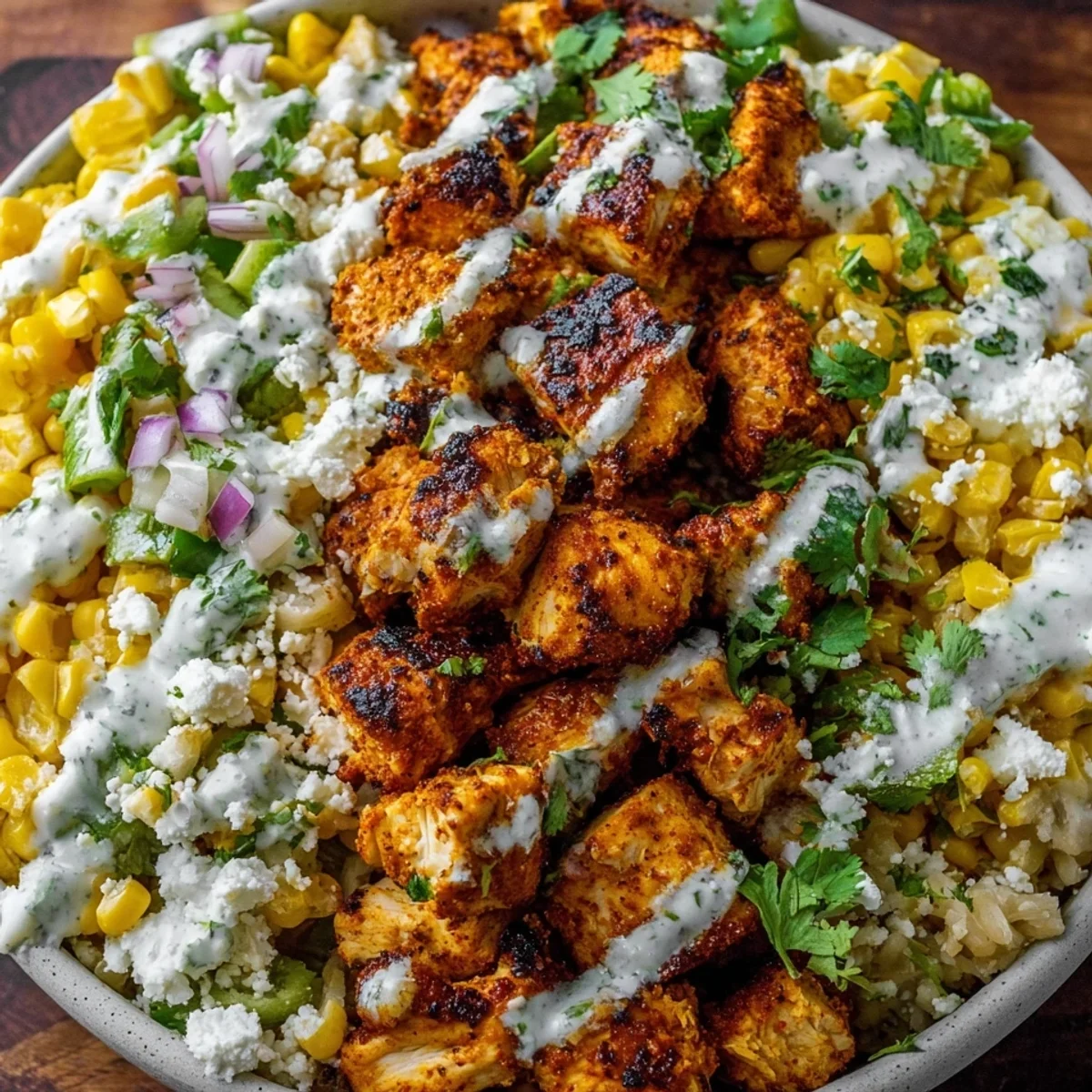 High-Protein Street Corn Chicken Bowl Recipe