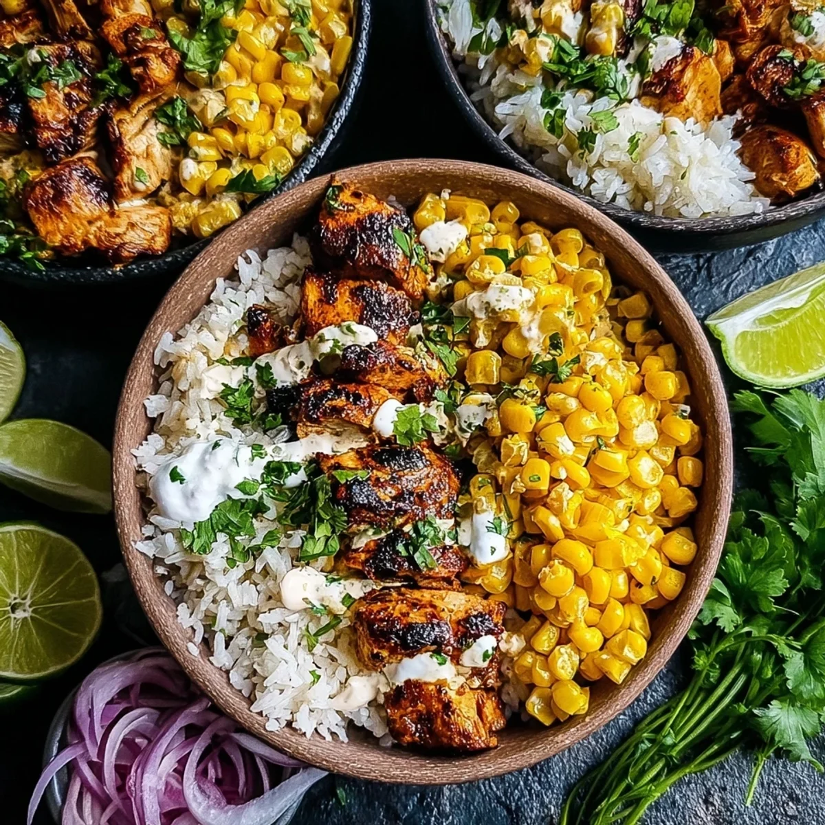 High-Protein Street Corn Chicken Rice Bowl Meal Prep