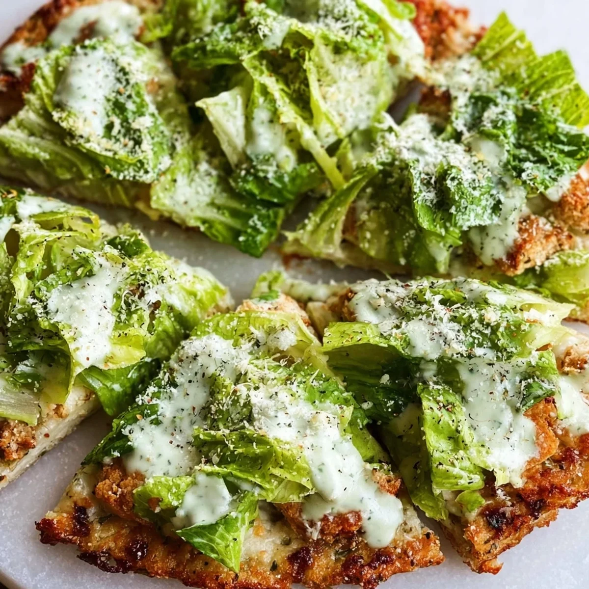 Keto Chicken Crust Caesar Salad Pizza | High-Protein