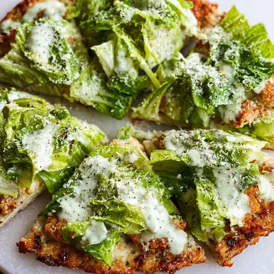 Keto Chicken Crust Caesar Salad Pizza | High-Protein