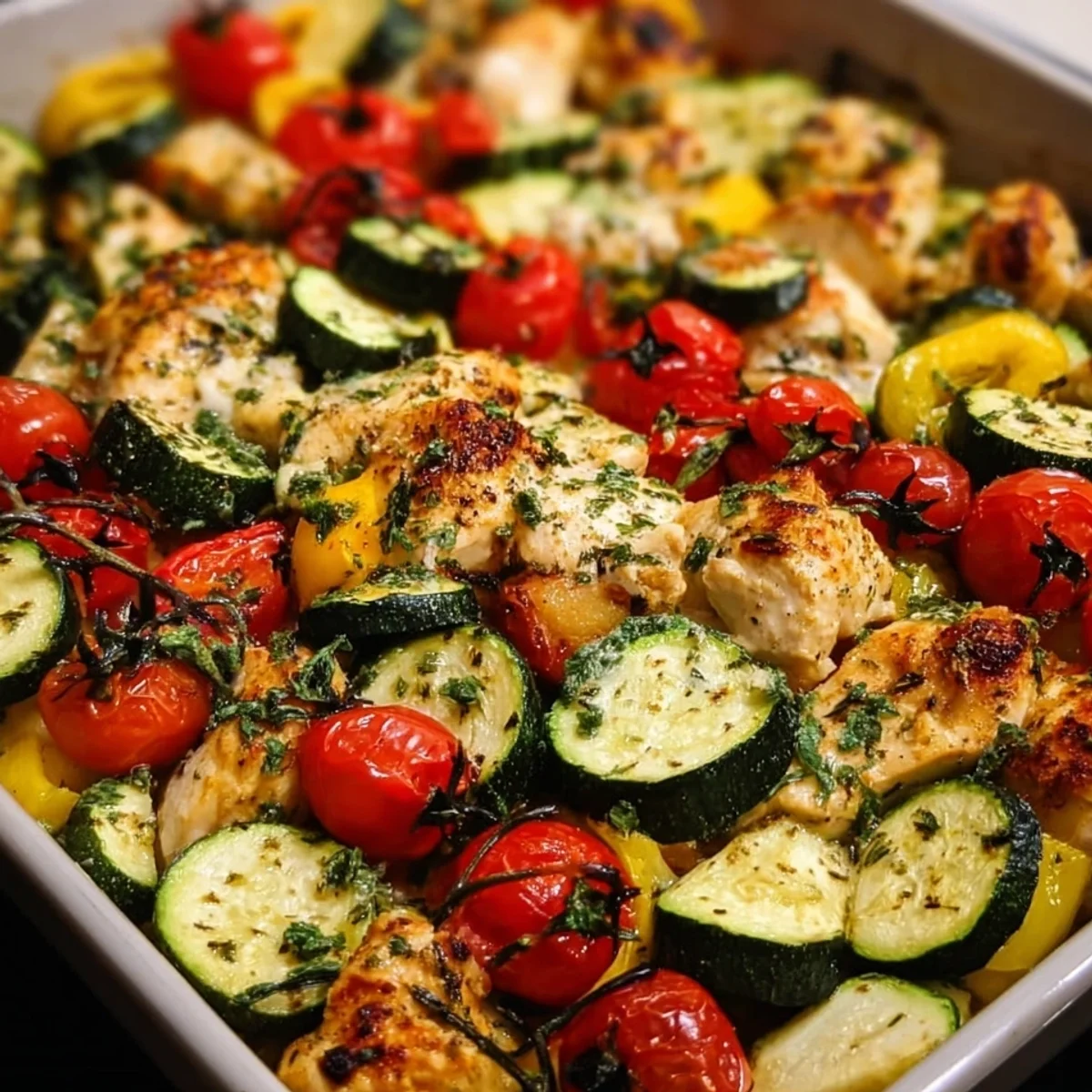 Mediterranean Chicken Zucchini Bake | Easy One-Pan Meal
